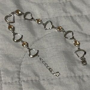 Chic Silver Heart Bracelet with Gold Highlights